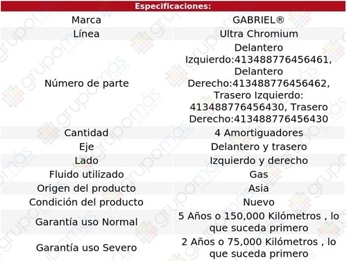 4 Amortiguadores Gas Ultra Chromium Mazda 6 09-13 Gabriel Foto 2