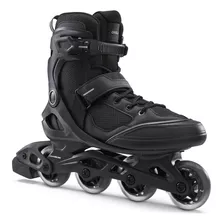 Patines Roller Fitness Fit100 Hombre Negro Plata Oxelo