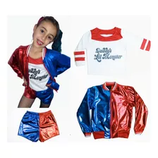  Fantasia Roupa Arlequina Infantil Juvenil + Jaqueta