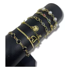 Kit 20 Pulseiras Feminina Folheadas Linha Premium 