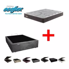 Cama Box Baú + Colchão Molas Ensacadas Ecoflex Casal 138x188 Cor Suede Cinza