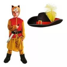 Disfraz Del Gato Con Botas + Sombrero + Botas + Traje Disfraz De Cuentos Día Del Libro