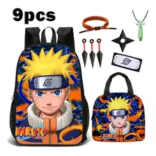 Kit 9 Mochila Escolar Naruto Fiambrera Uzumaki Naruto