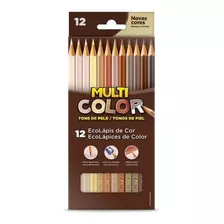 Lápis De Cor 12 Cores Tons De Pele Multicolor