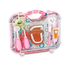 Mini Maleta Dentista Com Acessórios Infantil Brinquedo Rosa