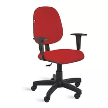 Cadeira Gerente Giratória Braços Tecido Vermelho