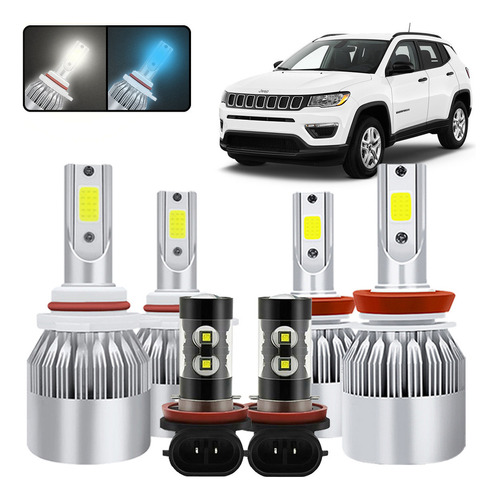 Faros Led H13 Para Compatible Con Jeep Luz Alta Y Baja Jeep Compass