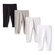 Hanes Baby Boys Flexy 4 Pack Knit Leggings Pantalones, Gris/