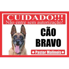 Placa Pastor Malinois Bravo Tamanho 20x30 Cm Mod002