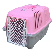 Caja Transportadora Para Perros Y Gatos De Viaje Reforzada Color Rosa