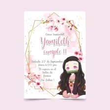 Kit Imprimible Invitación Personalizada Nezuko Demon Slayer