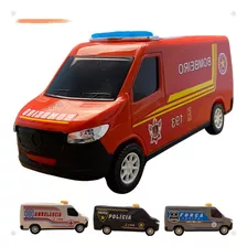 Miniatura Mercedes Sprinter Van Brinquedo Bombeiro Policia