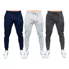 Kit 3 Calças Moletom Masculina Jogger Slim Elástico Premium