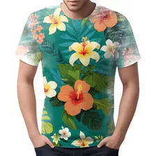Camiseta Camisa Tshirt Estampa Havaina Havai Flores Floral 3