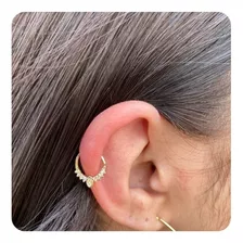 Piercing De Orelha Argola Com Pedra De Zircônia Banhado Ouro