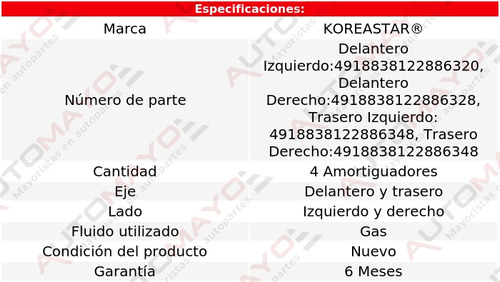 1 Kit Amortiguadores Gas Koreastar Forte L4 2.0l 17 Foto 2