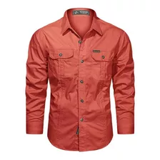 Camisas Cargo Masculinas, Camisa De Algodão, Porta, Caminhad