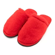 Pantufa Feminina Vermelho Sandália Pelúcia Chinelo Conforto