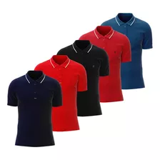 Kit 5 Camisa Polo Casual Sport Fino Básica Elegante Minimali