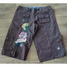 Capri Cargo Pantalones Candie's Flores Bordadas Cafe Ts