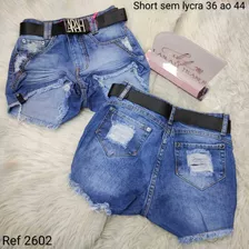 Short Jeans Feminino Preto Cintura Alta Desfiado Promoção