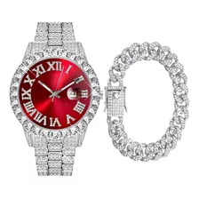 Reloj De Pulsera De Moda Con Fecha Y Diamantes Para Hombre