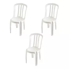 Kit 3 Cadeiras Plástica Preta Bistrô P/até 150kg Resistente