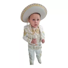 Traje De Charro Bebe Hueso Caballo Oro Cinto Botas Todo