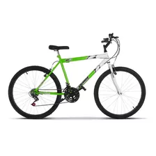 Bicicleta De Passeio Ultra Bikes Bike Aro 26 18v Freios V-brakes Cor Verde-kawasaki/branco