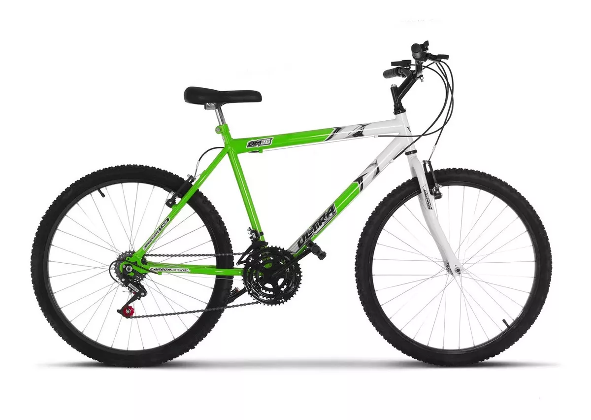 Bicicleta  De Passeio Ultra Bikes Bike Aro 26 18v Freios V-brakes Cor Verde-kawasaki/branco