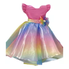 Vestido De Niña Elegante En Tull Arcoíris