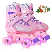 Patines De 4 Ruedas Niños Niña Con Luces Protecciones