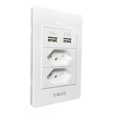 Tomada De Parede Com Duas Tomadas E Saidas Usb 5v Carregador