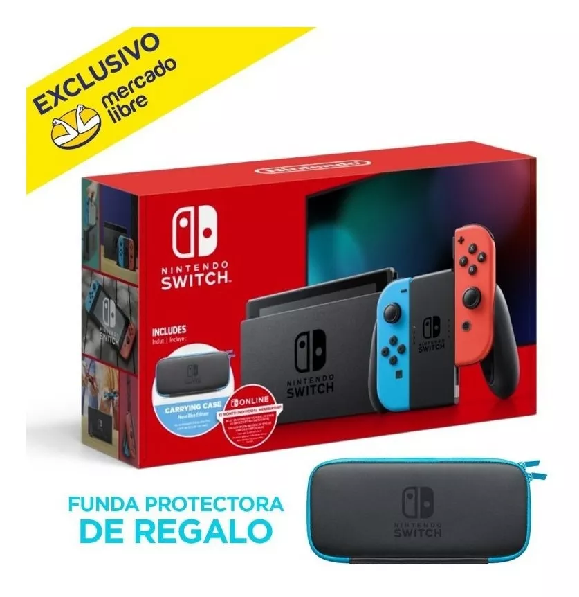 Nintendo Switch 32gb 1.1 Neon Blue + Funda De Regalo Nuevo