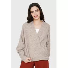 Sweater Escote Cruzado Khaki Nicopoly