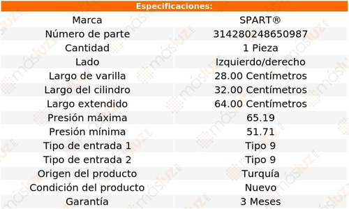 (1) Amortiguador Cofre Izq/der Mercedes-benz E320 03/09 Foto 2