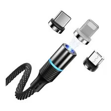 Cabo Carregador Magnético Usb 3 Em 1 Tipo C/led Ios Andro Fl