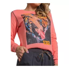 Blusa Feminina Moletom Estampa Tigre Gola O Inverno