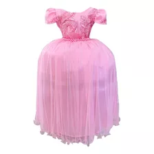 Vestido Infantil Rosa Realeza Casamento Damas Festas