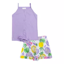 Conjunto Infantil Para Bebê Menina Cotton Verão