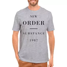 Camiseta New Order Substance 1987 Cinza Mescla Algodão