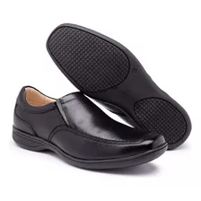  Bota Casual Sapato Masculino Couro Legítimo Preto Elástico