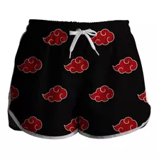 Short Praia Adulto Estampa Akatsuki Feminino Anime 