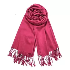 Pañuelo De Pashmina De Lujo Rojo Magenta 70% Pashmina Y 30% 