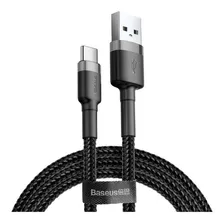 Cable Usb A Tipo C Carga Rapida 2.0 Baseus Mallado 2 Metros Color Negro Y Gris