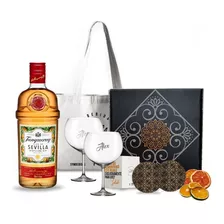 Kit Regalo Gin Tanqueray Sevilla Box + 2 Copas Transparentes