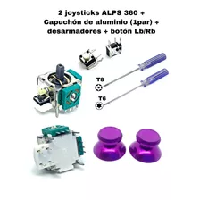 2 Joystick + Lb + Tapas Aluminio + H Compatible Con Xbox 360