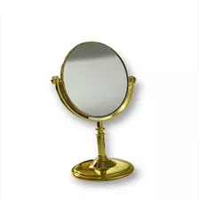 Espelho De Mesa Oval Dupla Face Dourado Maquiagem - Wincy