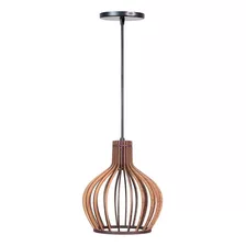 Luminária Lustre Pendente Mdf Redondo Rústico 30cm Munique