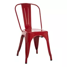 Cadeira Decorativa Em Aço Com Pés Fixos Anima Vermelho